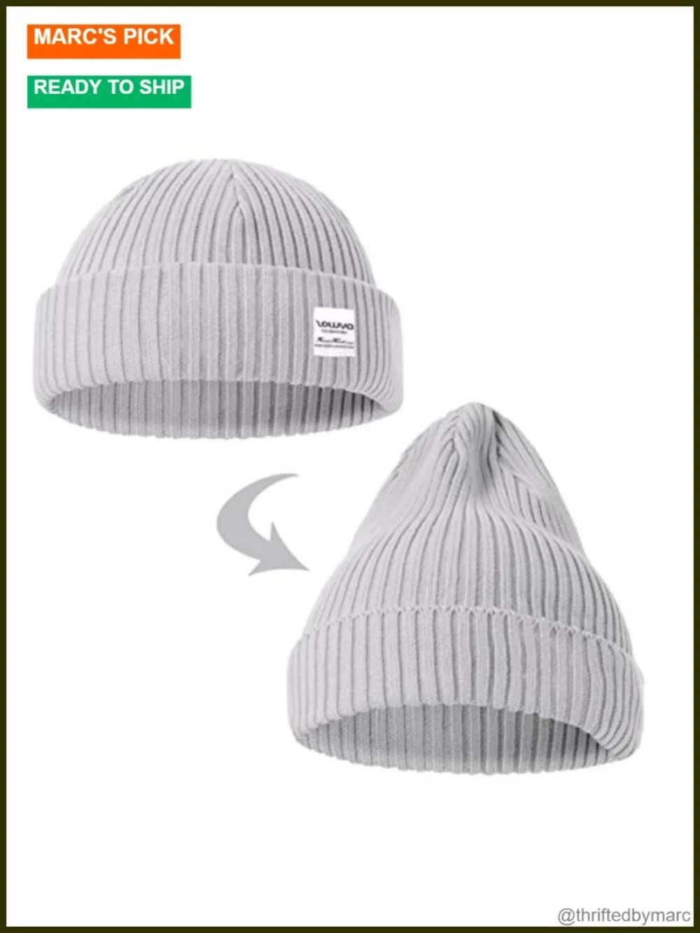 Rib Knit Fisherman Cuff Beanie Hat, Skull Cap Winter Ski Hat for Daily, 1 Hat 2
